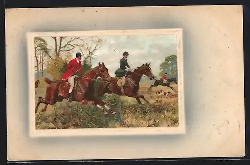 AK Jägerin auf Fuchsjagd