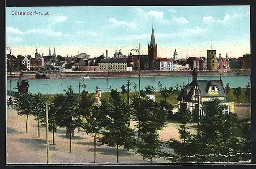 AK Düsseldorf, Blick auf Rheinufer