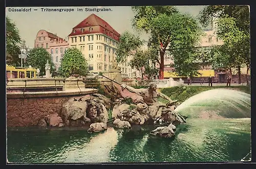 AK Düsseldorf, Tritonengruppe im Stadtgarten