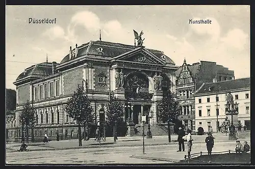 AK Düsseldorf, Kunsthalle mit Denkmal