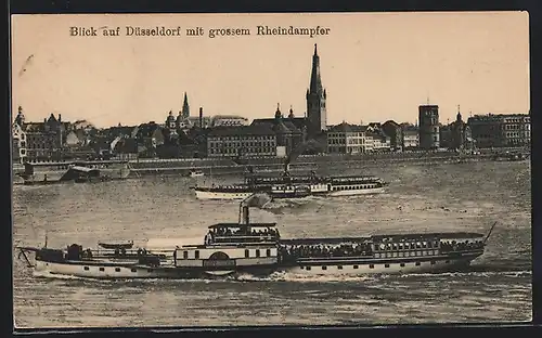 AK Düsseldorf, Rheindampfer Prinz Heinrich vor der Stadt