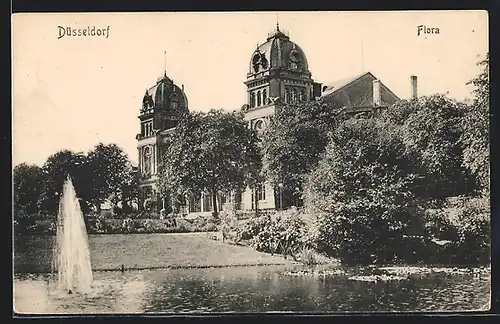 AK Düsseldorf, Flora mit Fontäne