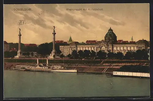 AK Düsseldorf, Rheinansicht mit Kunstpalast