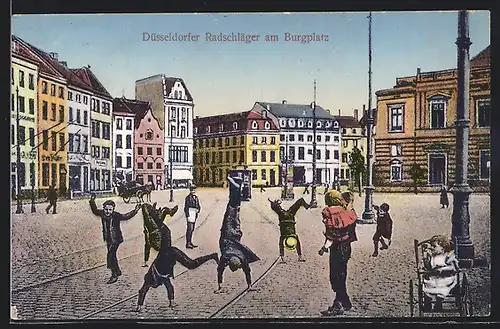 AK Düsseldorf, Radschläger am Burgplatz