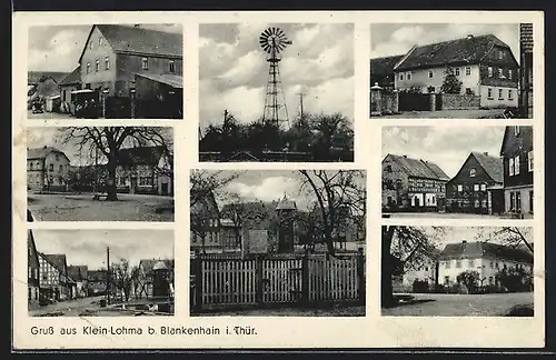 AK Klein-Lohma b. Blankenhain, Wohnhaus, Strassenpartie, Denkmal