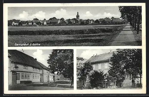 AK Neudietendorf, Gasthaus zur Sonne, Ortspartie, Gamstädt