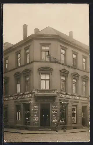 Foto-AK Bochum, Tengelmann Kaffee-Geschäft Lothringer Strasse, Ecke Königstrasse 1909, Strassenansicht