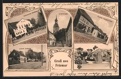 AK Friemar, Gemeinde-Gasthaus, Obere Langestrasse, Kirchstrasse