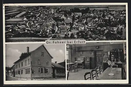 AK Gr. Fahner b. Erfurt, Totalansicht mit Gasthaus zur Gartenlaube