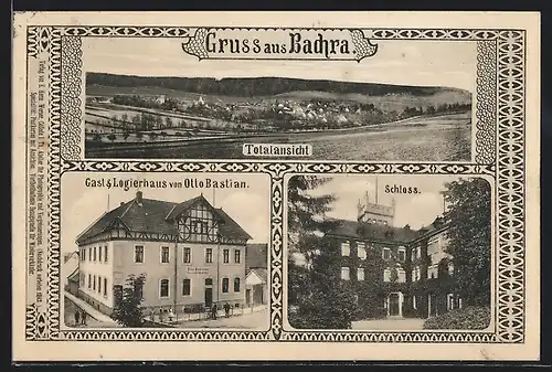 AK Bachra, Gast- & Logierhaus von Otto Bastian, Schloss, Totalansicht