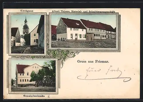 AK Friemar, Gemeindeschenke, Geschäft von Albert Thieme, Kirchgasse