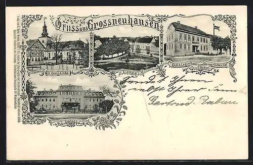 AK Grossneuhausen, Gast- & Logierhaus zum Weimarischen Hof, Schloss, St. Georg-Kirche