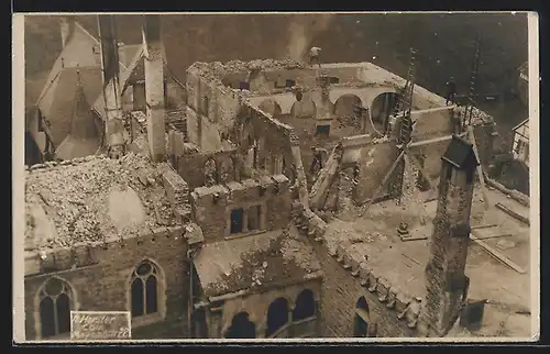 Foto-AK Wermelskirchen, Brand der Burg 1921