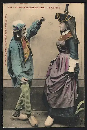 AK Le Rigodon /Auvergne, Anciens Costumes Bressans