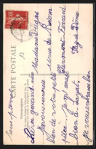 AK Auvergne, Paysan se rendant à la Ville