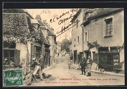 AK Hérisson, La Grande Rue, prise du Pont