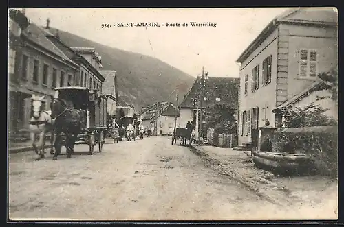 AK Saint-Amarin, Route de Wesserling, Strassenpartie