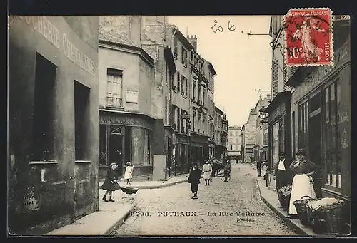 AK Puteaux, La Rue Voltaire, Strassenpartie