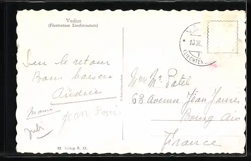 AK Vaduz, Teilansicht, Fliegeraufnahme