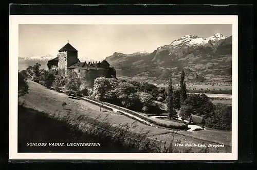 AK Vaduz, Schloss Vaduz mit Bergen