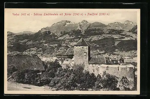 AK Vaduz, Schloss Liechtenstein mit Alvier und Faulfirst