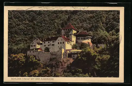 AK Vaduz, Schloss Vaduz mit der Zugbrücke