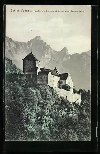 AK Vaduz, Schloss mit Blick auf den Rappenstein