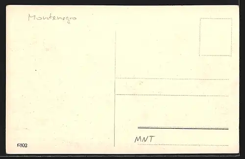 AK Cettigne, Ortsansicht vom Hügel aus