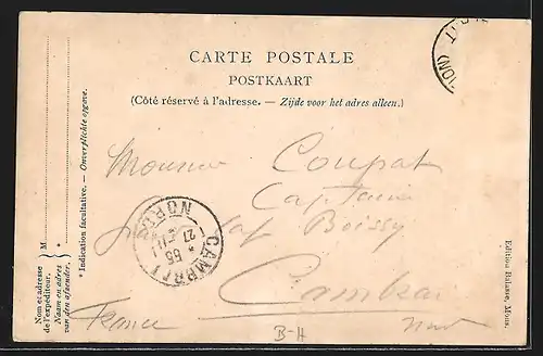 AK Mons, Strassenpartie bei Nacht