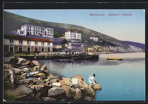 AK Antivari-Pristan, Blick auf die Hotels am Ufer