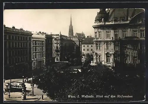 AK Wien, Wollzeile, Blick auf den Stefansdom