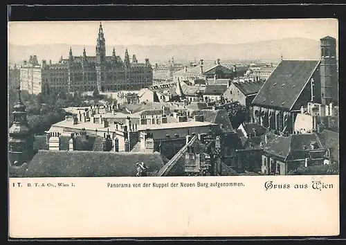 AK Wien, Panorama von der Kuppel der Neuen Burg aufgenommen