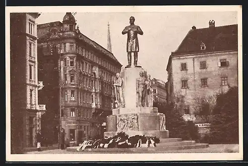 AK Wien, Lueger-Denkmal an der Wollzeile