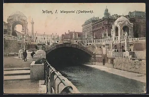 AK Wien, Wienportal am Stadtpark mit Kanal