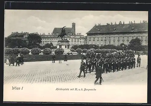 AK Wien, Heldenplatz mit K. u. k. Burgwache