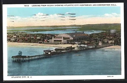 AK Atlantic City, NJ, Looking from Ocean Showing Atlantic City Auditorium and Convention Hall