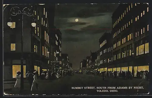 AK Toledo, OH, Summit Street, South from Adams by night