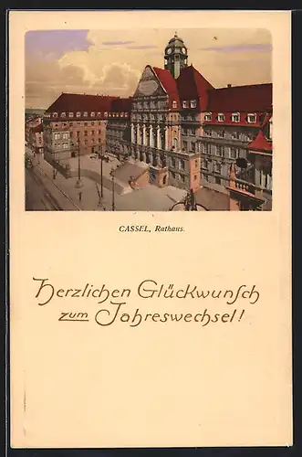 AK Kassel, Rathaus, Neujahrsgruss
