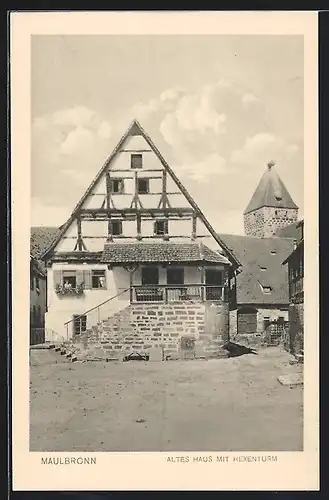 AK Maulbronn, altes Haus mit Hexenturm