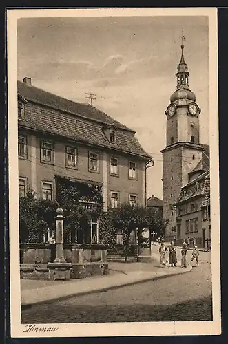 AK Bad Ilmenau, Strassenpartie mit Blick nach der Kirche