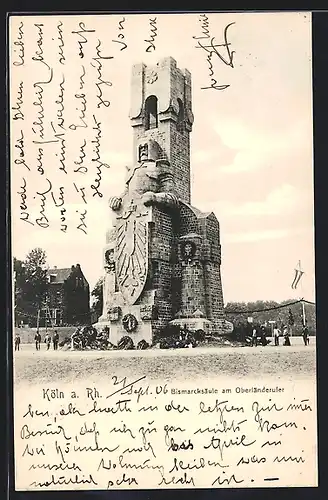 AK Köln-Marienburg, Bismarcksäule am Oberländerufer