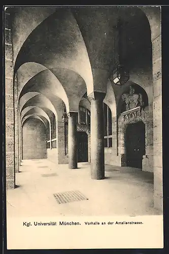 AK München, Vorhalle an der Amalienstrasse der Kgl. Universität