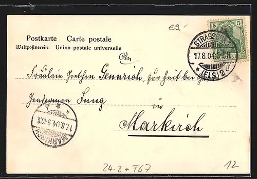 AK Strassburg i. E., Brandkatastrophe 1904 an der St. Magdalenienkirche und dem Waisenhaus