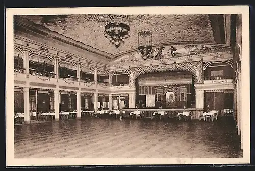 AK Leipzig, Gesellschaftshaus Sanssouci August Müller, Grosser Festsaal, Innenansicht