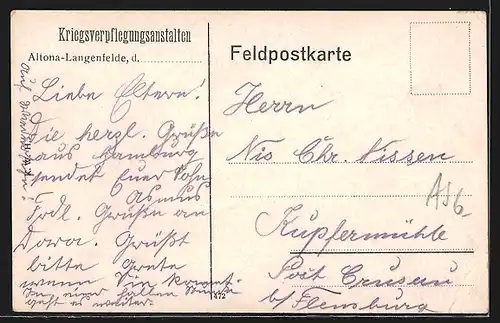 AK Hamburg-Barmbek, Barmbecker Krankenhaus, Schornsteine und Reichsfahne aus der Vogelschau