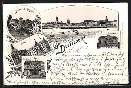 Lithographie Düsseldorf, Kunsthalle, Ständehaus, Markt