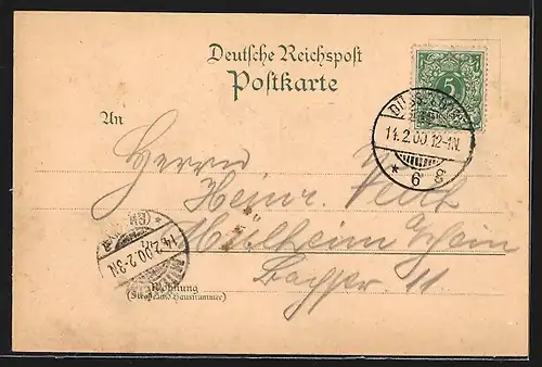 Lithographie Düsseldorf, Rheinbrücke bei Mondschein