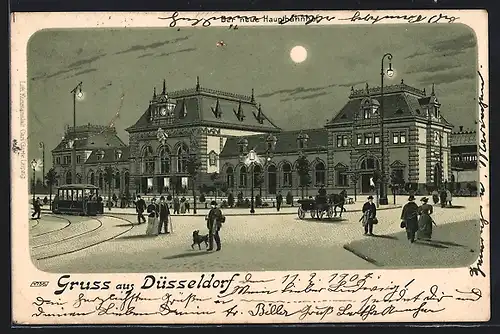 Lithographie Düsseldorf, Partie am Bahnhof