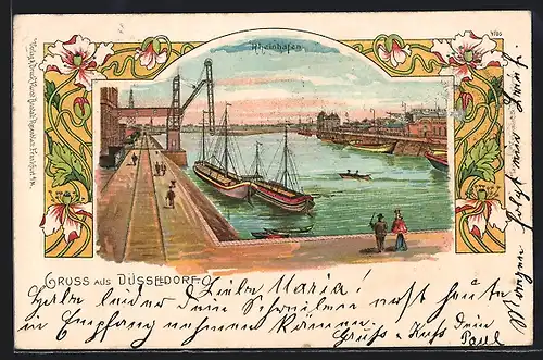 Lithographie Düsseldorf, Rheinhafen, Ornamente