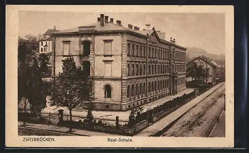 AK Zweibrücken, Strassenpartie mit Real-Schule